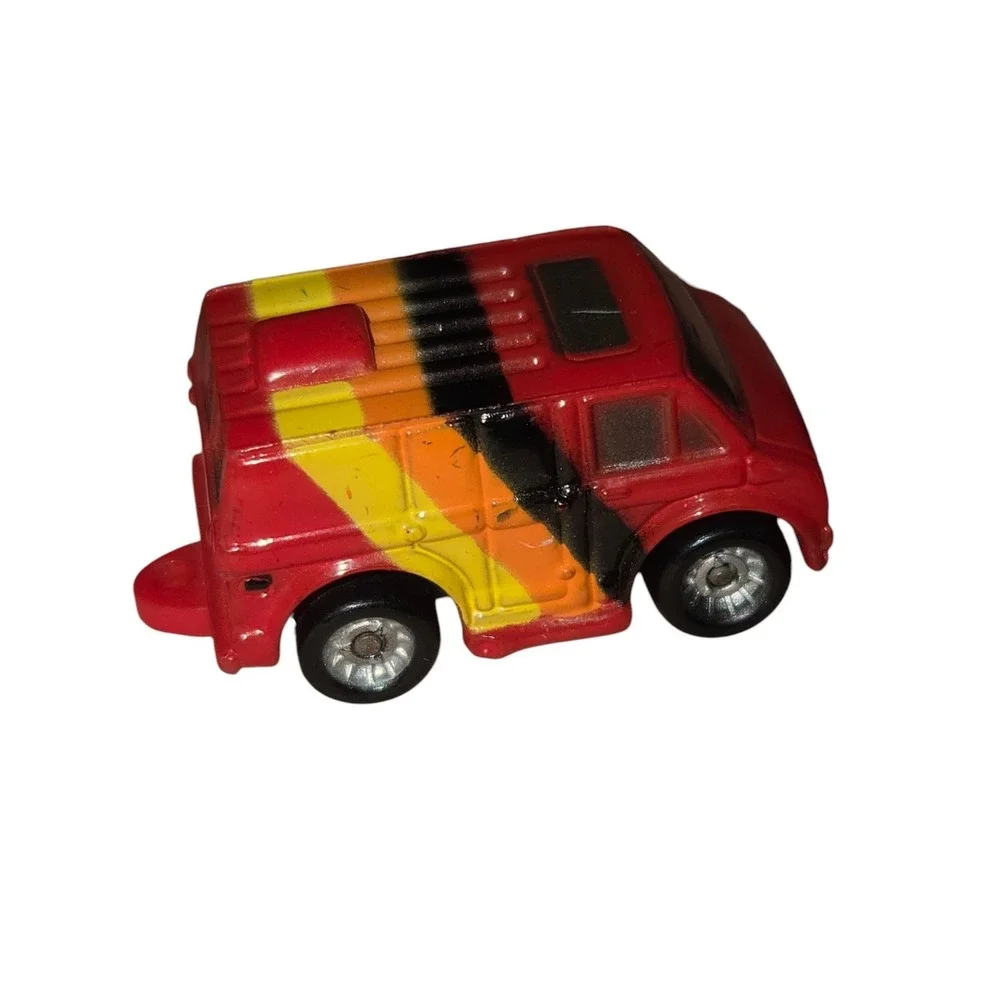 1987 Galoob Micro Machines 1970s Chevrolet Van Red w/ Black, Orange, Yellow
